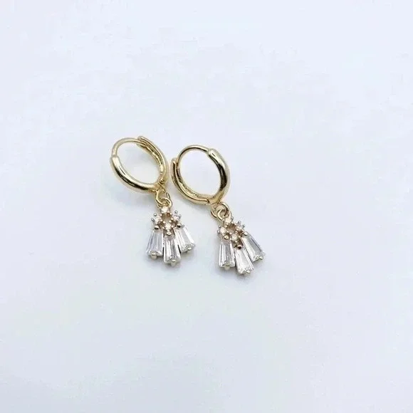 PETIT Cubic Zirconia Huggie Hoops Earrings - Picture 2 of 2